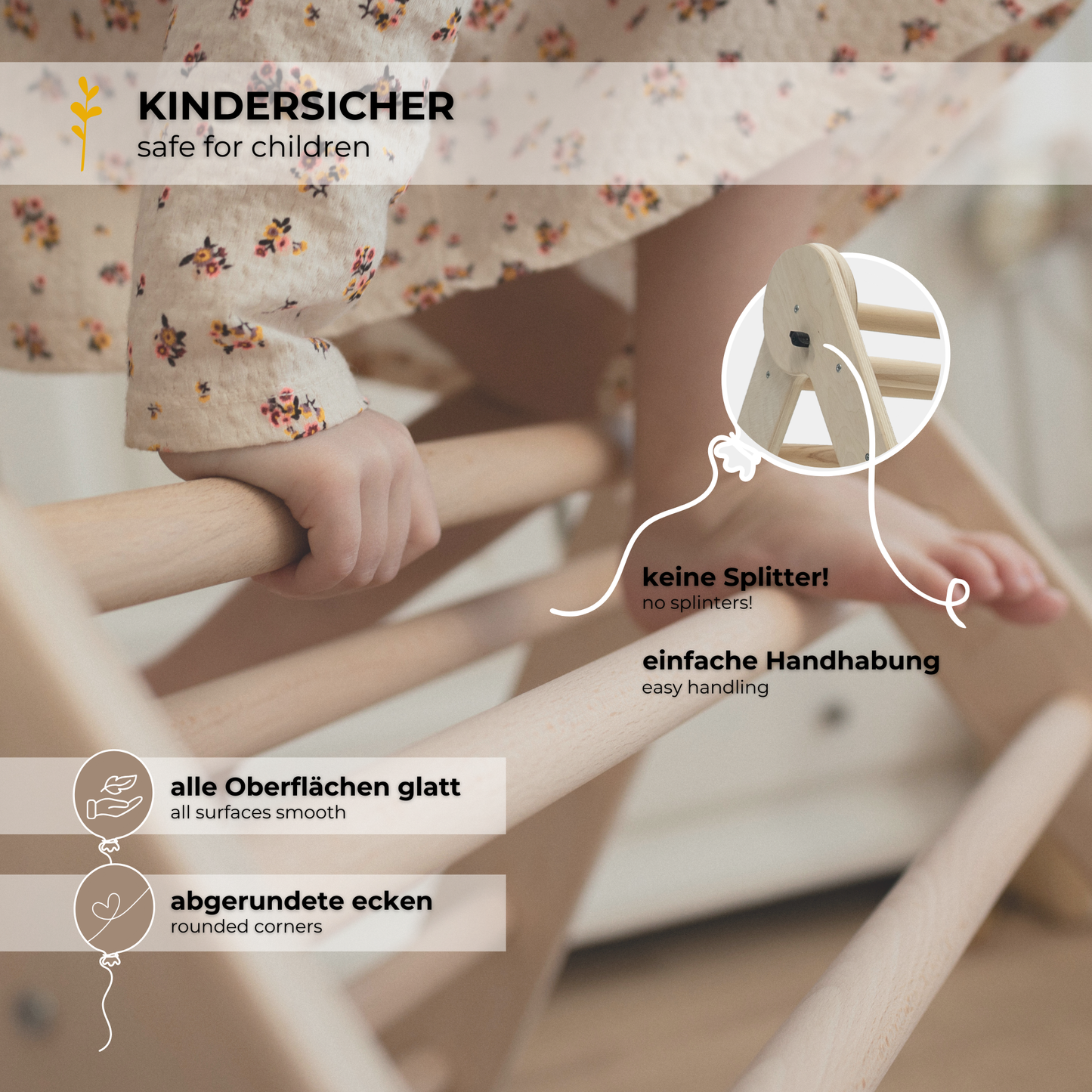 MAMOI® Klettergerüst Kletterdreieck Indoor 4 in 1 SET. Montessori Kletterbogen mit Kissen, Indoor Spielplatz 1-3 Jahre und Rutsche für Kinder.-1