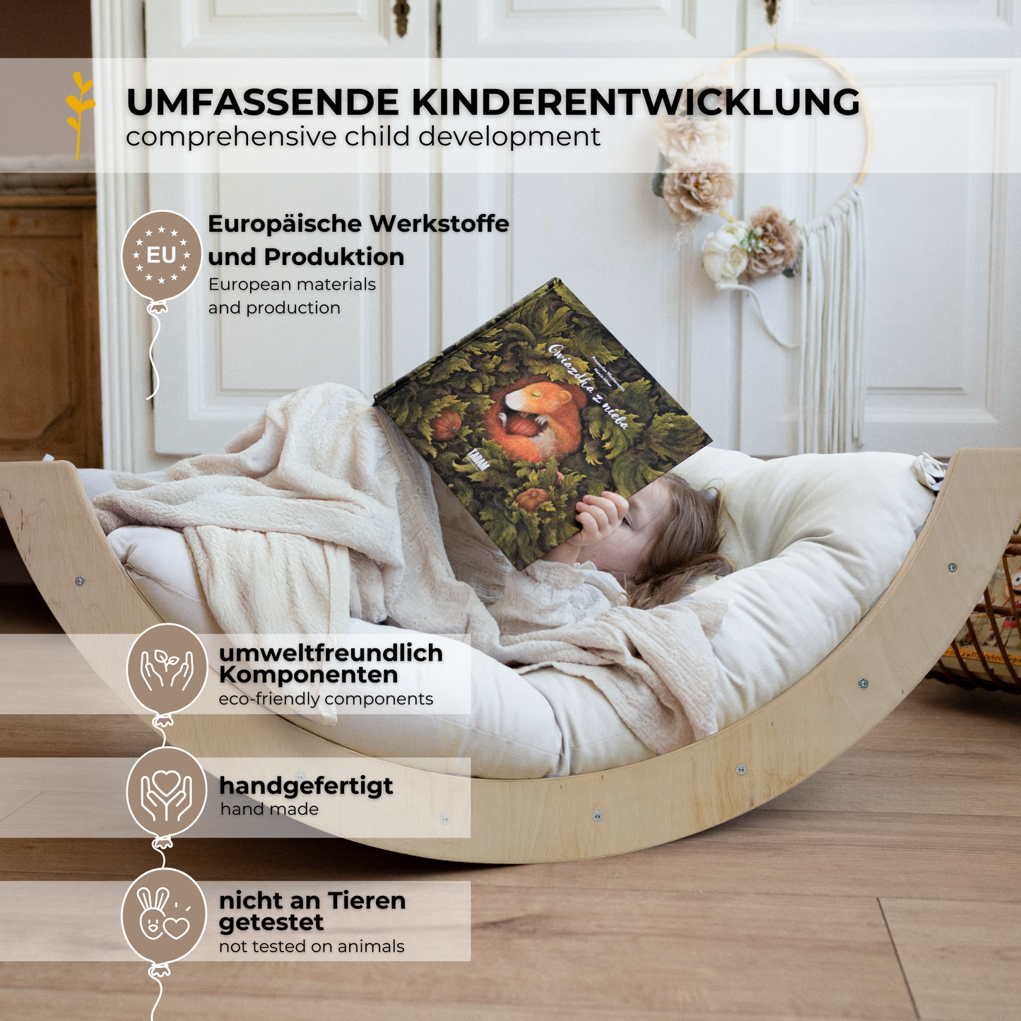 MAMOI® Klettergerüst Kletterdreieck Indoor 4 in 1 SET. Montessori Kletterbogen mit Kissen, Indoor Spielplatz 1-3 Jahre und Rutsche für Kinder.-3