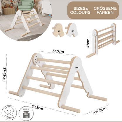 MAMOI® Klettergerüst indoor, Kletterdreieck aus holz, Baby kinder klettern, Kletterturm, Kletterbogen, Regenbogenwippe, Montessori spielzeug ab 1 jahr 2/3 jahre-2