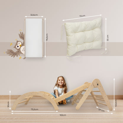 MAMOI® Klettergerüst Kletterdreieck Indoor 4 in 1 SET. Montessori Kletterbogen mit Kissen, Indoor Spielplatz 1-3 Jahre und Rutsche für Kinder.-5