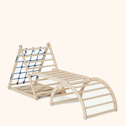 KLETTERLING Lemurenling Set - dreiseitiges Kletterdreieck, Hühnerleiter/Rutsche und Kletterbogen