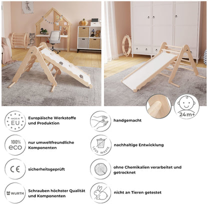 Details und Vorteile von Mamoi Kletterdreieck mit Kletterrampe und Rutsche