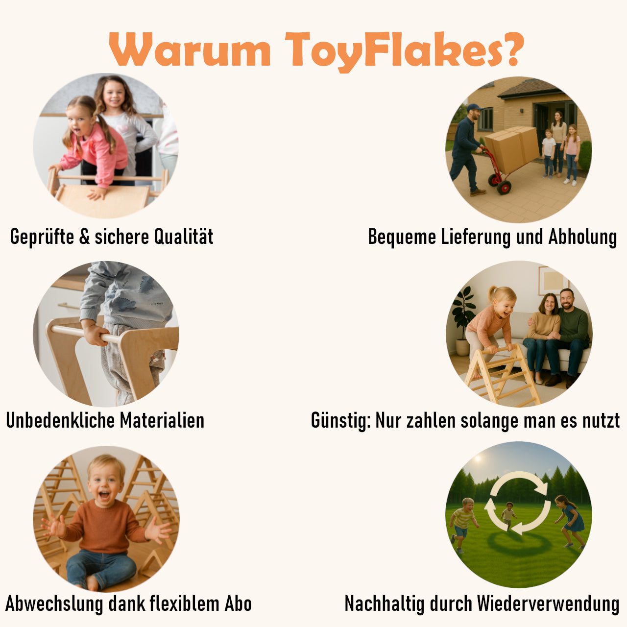 Deine Vorteile bei ToyFlakes: Abwechslung dank flexiblem Abo. Lieferung und Abholung
